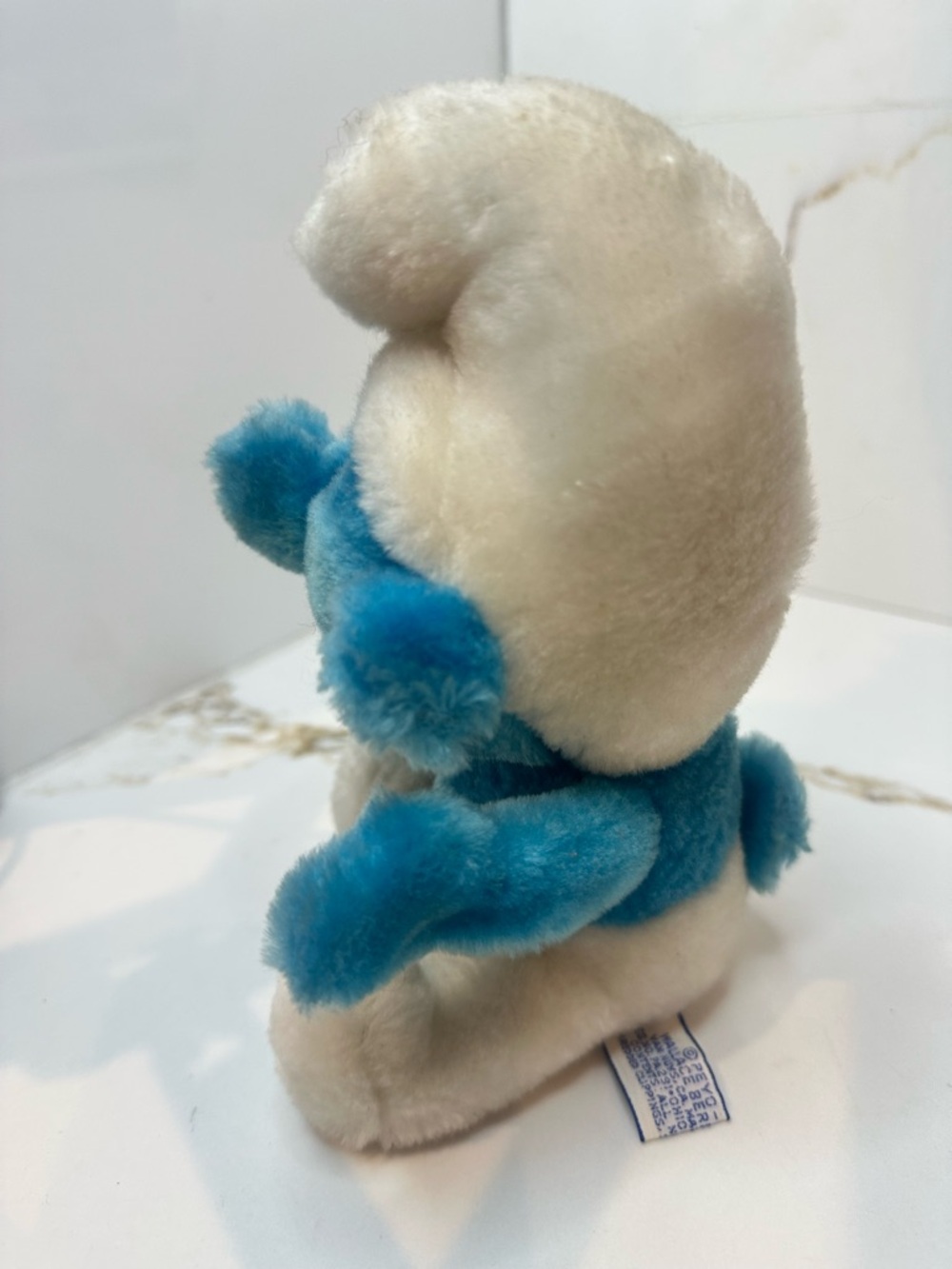 1980 Peyo Smurf Bean Bag Plush Wallace Berrie & Company Vintage 8in Plastic Eyes - Picture 3 of 8